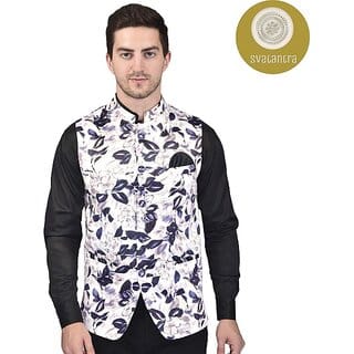 PrintCulture Men Printed Multicolor Cotton Blend Nehru Jacket