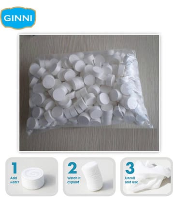 Ginni Magic Tablet Coin Tissue | Multipurpose Wipes Expands with Water | Dry Wipes ( 100 Pcs )