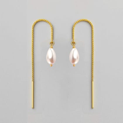Silver Pearl Sui dhaga Earring