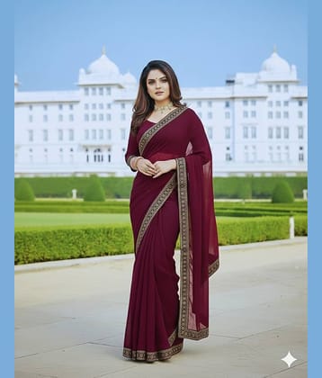 Saadhvi Lycra Printed Regular Saree With Unstitched Blouse Piece ( Maroon )