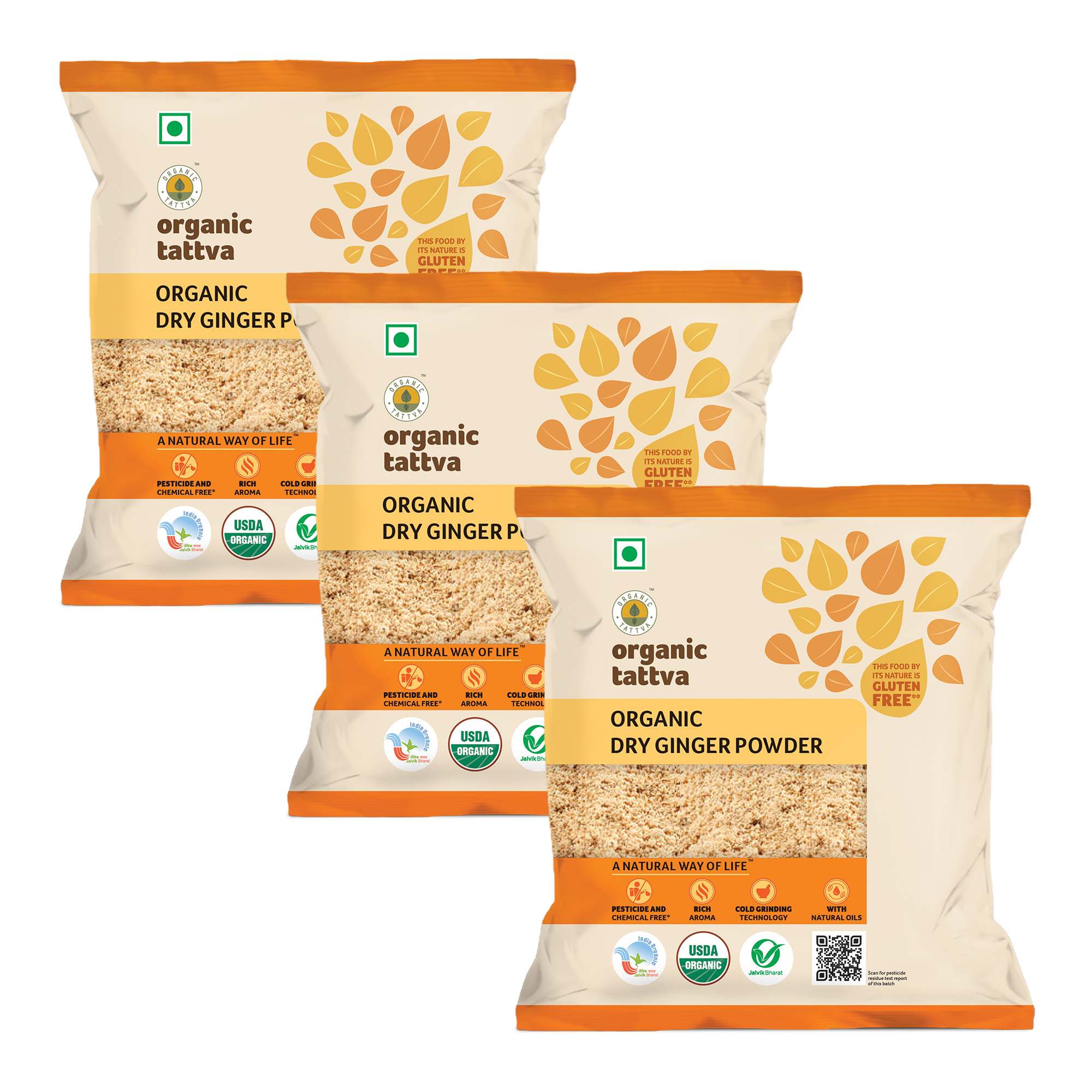 Organic Tattva Organic Dry Ginger Powder - 50g x Pack of 3