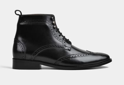 RICARDO | BLACK MEN BROGUE LACEUP BOOTS (SALE)-UK 9