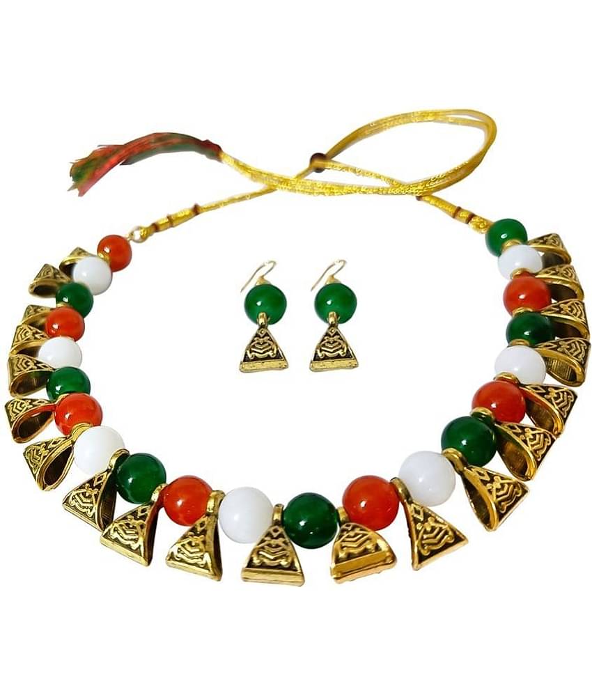 JFL - Jewellery For Less - Multicolor Glass Necklace Set ( Pack of 1 )