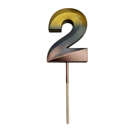 Number 2 Metalic Golden Purple Pink Stick Candle - 1PC Number 2 Metalic Golden Purple Pink Stick Candle - 1PC