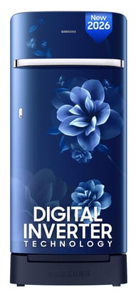 Samsung 189 L, 5 Star, Digital Inverter, Direct-Cool Single Door Refrigerator (RR21H2H25CU/HL, Camellia Blue, Base Stand Drawer, Single Touch Defrost, 2026 Model) Samsung 189 L, 5 Star, Digital Inverter, Direct-Cool Single Door Refrigerator (RR21H2H25CU/