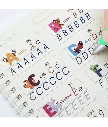 Sank Magic Practice Copybook - (1 Pen + 1 Grip + 4 BOOKS + 10 REFILL) Number Tracing Book - Writing Book - Size - 13.5*18.9 CM