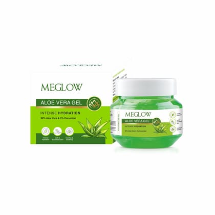 Meglow Aloevera Gel Jar 100g - Aloevera & Cucumber Ext. Hair & face Moisturizer for Dry Skin|| for Nourish & Healthy Skin | Gift for Brother | Gift for Husband and Boyfriend32%off