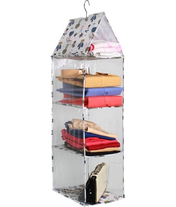 PrettyKrafts Hanging Rack 3 Blocks, Side Clear Storage Racks, Dormitory Closet for Students, Wardrobe Shelves, Hanging Organiser, Storage Holders & Racks