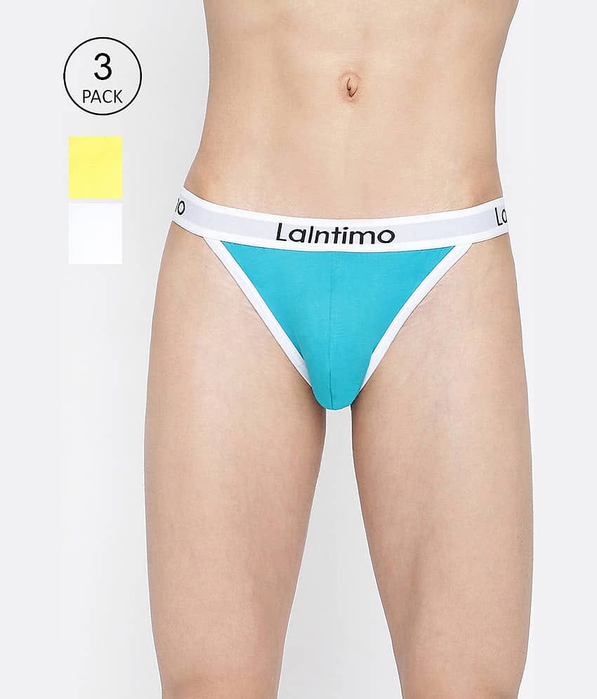 La Intimo Pack of 3 Cotton Bikini For Men's ( Multicolor )