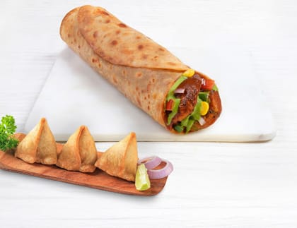 Dilli Aloo Tikki Roll + 3 Mini Samosas