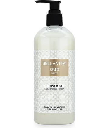 Bella Vita Luxury OUD WHITE Body Wash Shower Gel for Women & Men 500ml Unisex Bodywash with Aloe Vera Extract Deep Cleansing Hydrating Moisturising