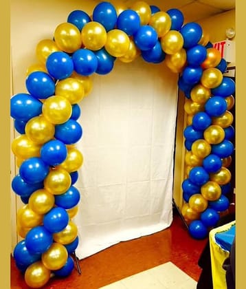 Pixelfox  Solid Birthday / Anniversary Party Decoration Balloons (Blue, Golden, Pack of 100)