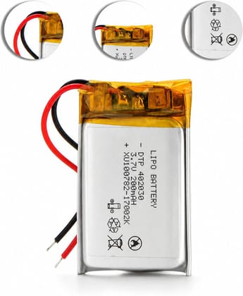 NOVEL 3.7V 200mAh Lithium Polymer Rechargeable Battery Model 402030 | Suitable for Smart Watches, Fitness Bands, TWS Earbuds, Earphones and Wearables