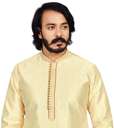 Cream Jacquard Kurta for Men-S