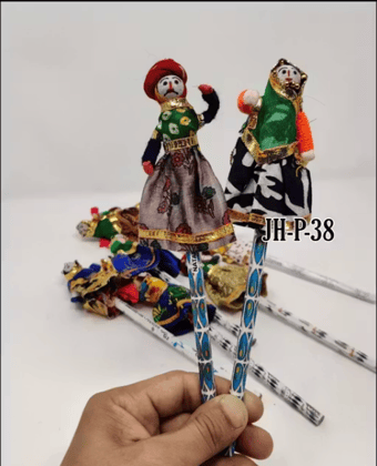 We craft your imagination. Puppets Pencil For Kids, Indian Couple Theme Puppet Pencils, Traditional Dressed Adorable Hand Stitched and Hand Made Pencils. set of 3 pair