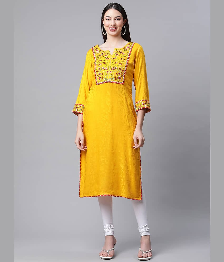 AMIRA'S INDIAN ETHNICWEAR - Mustard Straight Silk Women's Stitched Salwar Suit ( Pack of 1 )