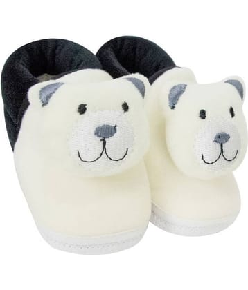 Neska Moda Baby Boys & Girls Cotton Fur Booties For 6 To 12 Months (Black,White)-BT722