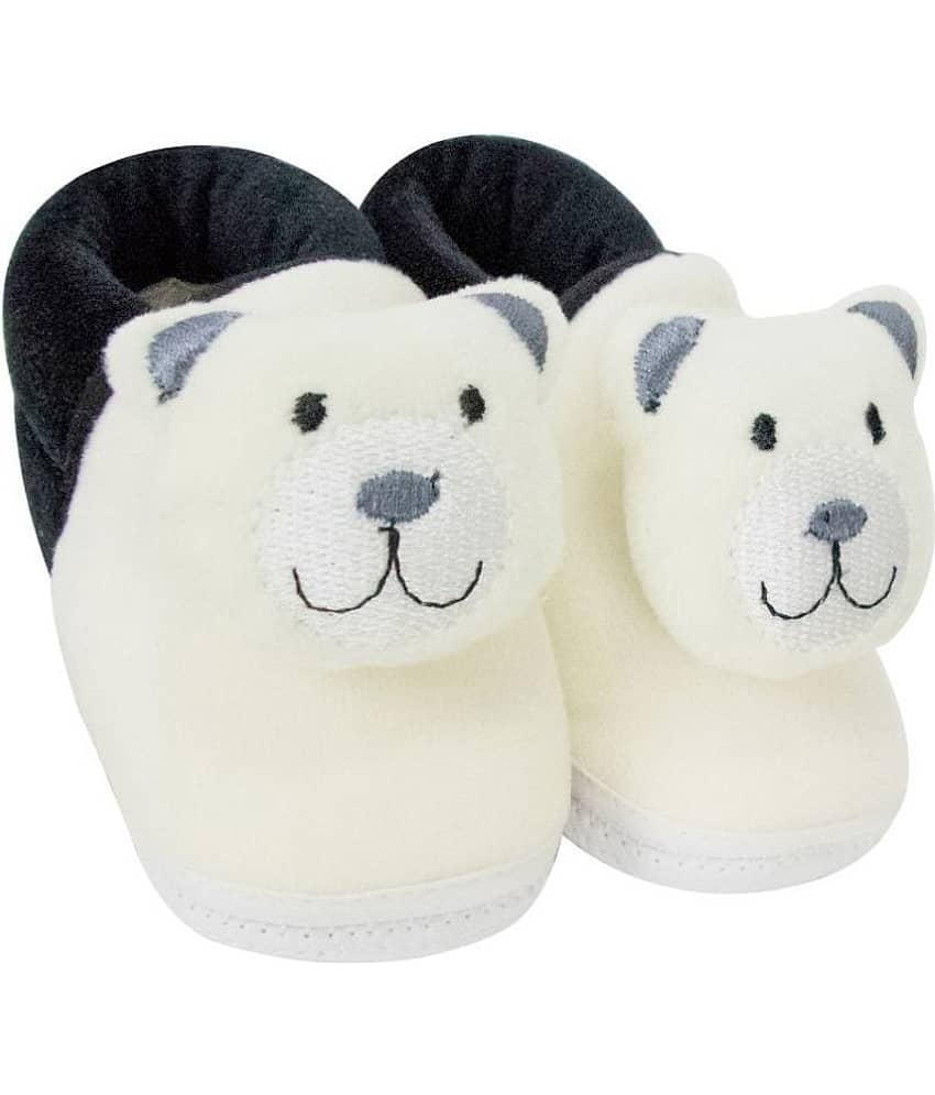 Neska Moda Baby Boys & Girls Cotton Fur Booties For 6 To 12 Months (Black,White)-BT722