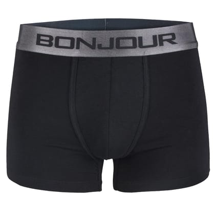 Men's Mid-Rise Premia Cotton Trunk With Elasticated Band - Black Black S