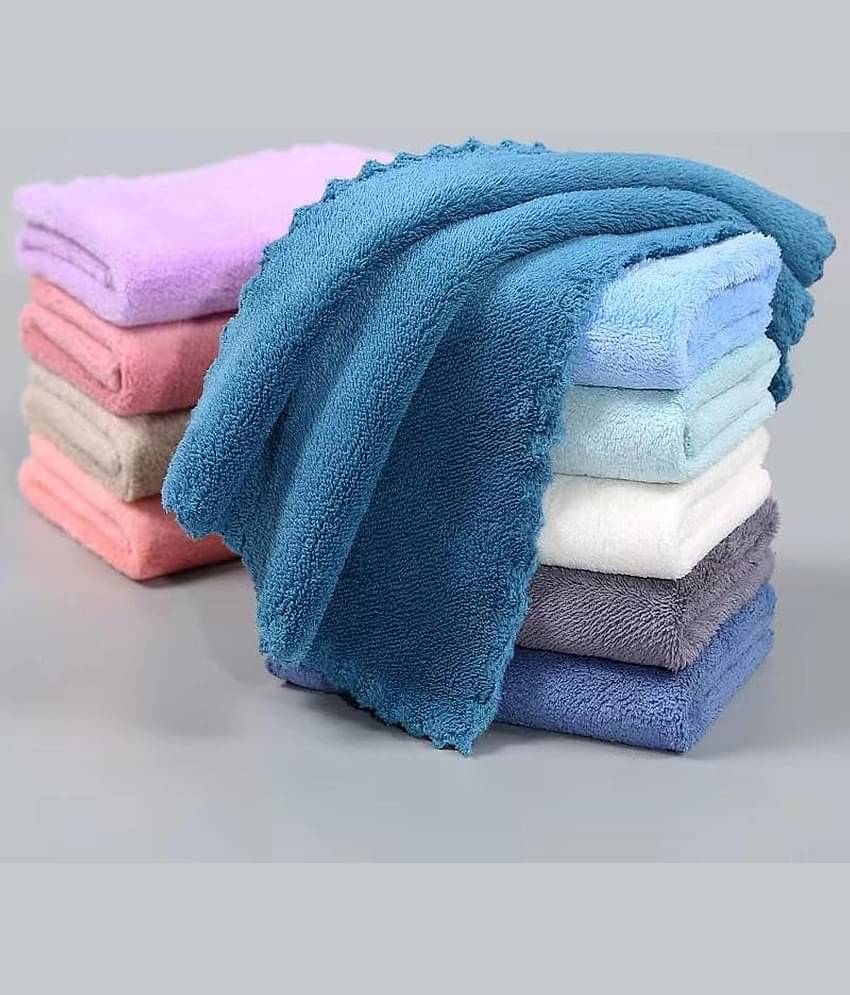 Suraj Enterprises Microfibre Solid Face Towel Below 300 GSM ( Pack of 6 ) - Multicolor
