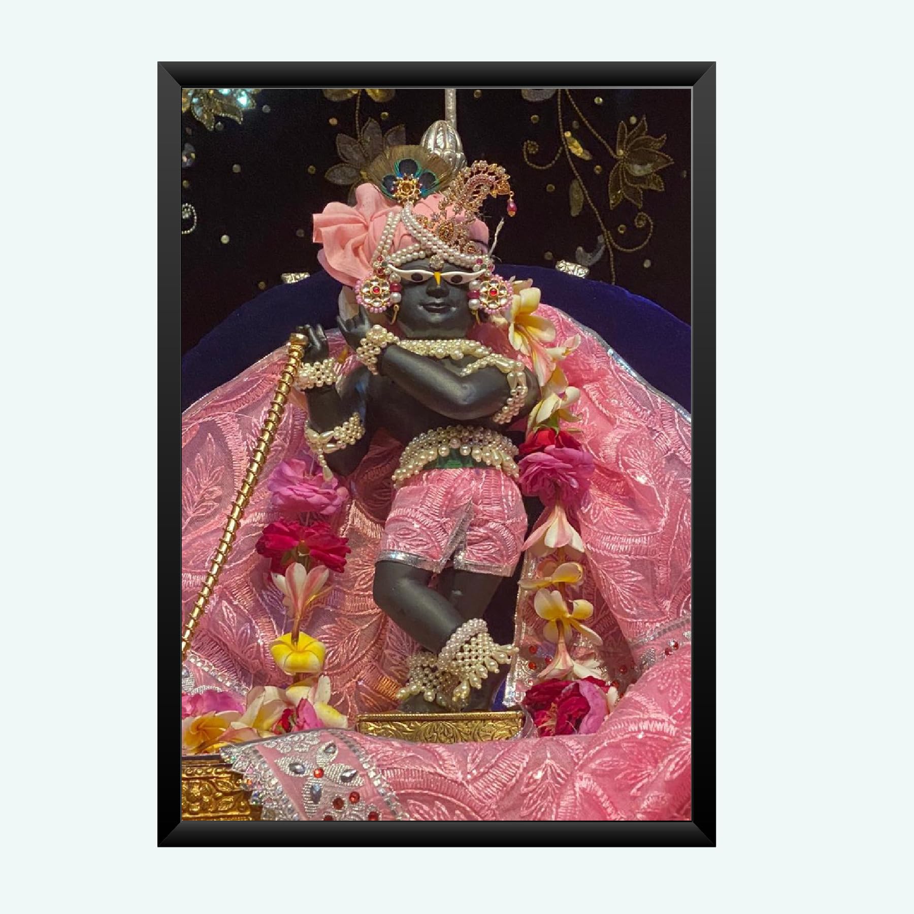 NOKKES Radha Raman ji Vrindavan Radha Raman Thakur Ji Black Photo Frames Religious Photo frame 5X7 Inch Photo Frame_QWW114