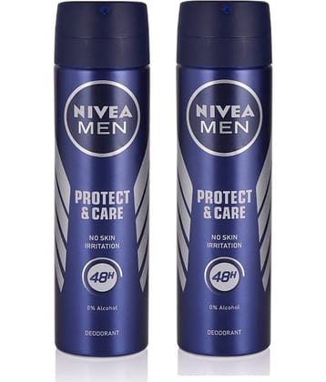 Nivea 2 Protect And Care Deodorant, 150Ml each Deodorant Spray for Men,Women,Unisex 300 ml ( Pack of 2 )