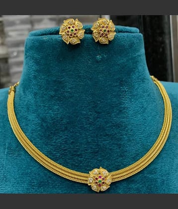 ROFARWORD Gold Brass Necklace Set ( Pack of 1 )