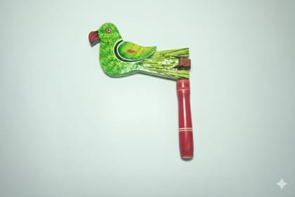 Icrafts Handmade Wooden Ghumane Wala Baja – Traditional Spinning Musical Toy (L: 15.24 cm × B: 13.97 cm × H: 15.24 cm, Weight: 60 g) Random pc
