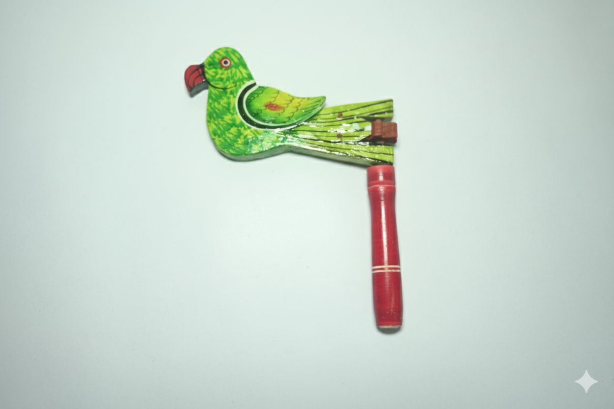 Icrafts Handmade Wooden Ghumane Wala Baja – Traditional Spinning Musical Toy (L: 15.24 cm × B: 13.97 cm × H: 15.24 cm, Weight: 60 g) Random pc