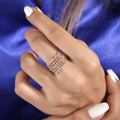 Shivaya Silver Moissanite Ring for Women | 22KT Gold Vermeil-12 / Yellow Gold