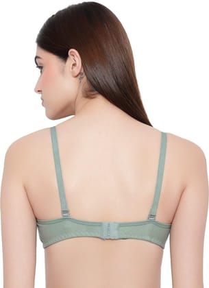 eorma Women's Regular Cotton Blend Lightly Padded Wireless Bra,Color Olive Green/Sky Blue/Pink, Size 30-40, Hook and Eye Closure, Comfort Fit, Everyday Innerwear