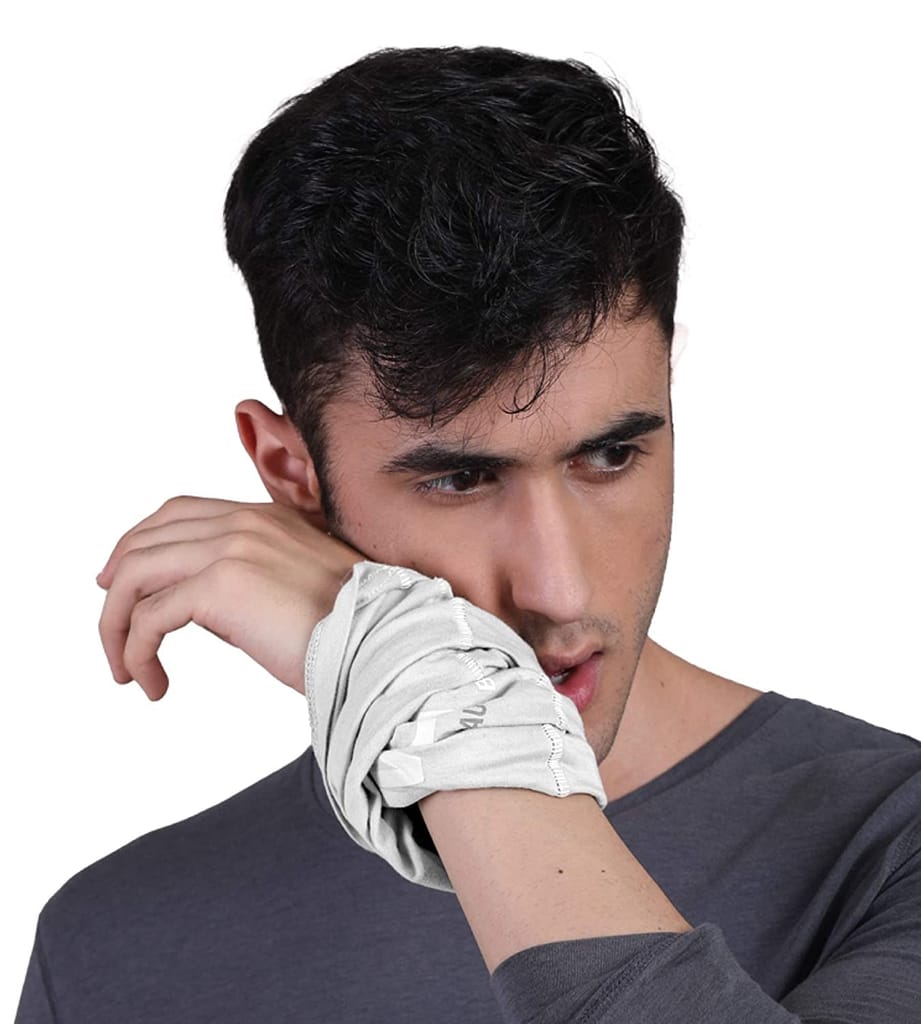 FREECULTR Unisex Bamboo Bandana, Anti Microbial Super Soft & Comfort Fit, Breathable Multipurpose Headband, Face Mask for Dust Protection and Sun - Printed Pack of 2-Black Forest Green,White