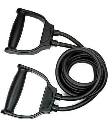 Toning Tube Latex Exerciser Double Resistance Heavy Quality Pull Rope Elastic Rubber Exercise Band for Stretching, Workout Workout, Home Gym and with Grip (Multicolor), Pack of 1