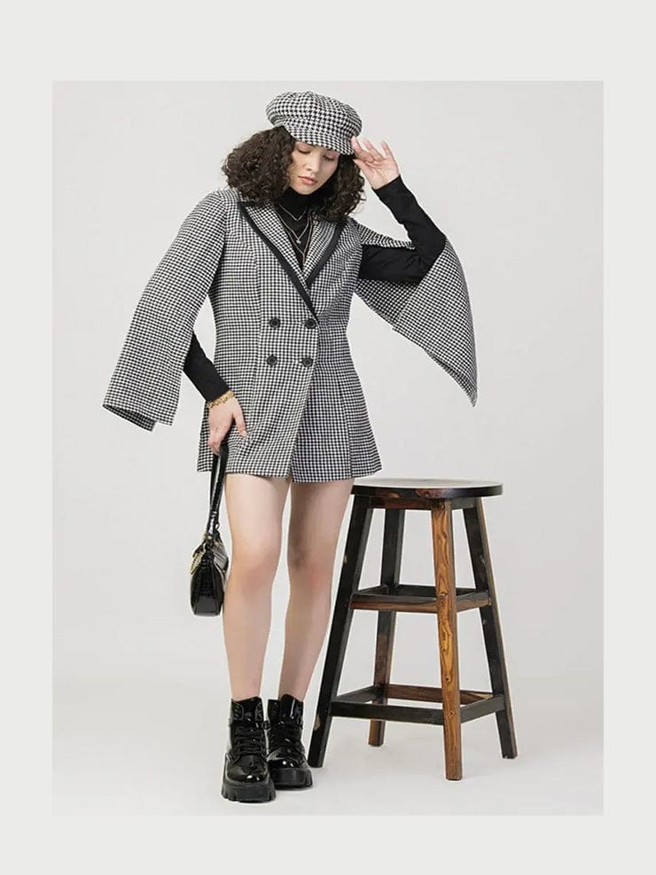 Winter Vintage Tweed Dress With Cap