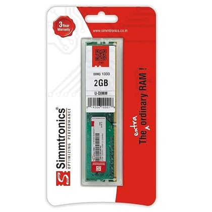 Simmtronics 2GB DDR3 Desktop RAM 1333 MHz (PC 10600) with 3 Year Warranty