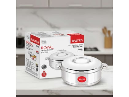 BALTRA Royal Stainless Steel Casseroles for Roti Hot Boxes for Kitchen Food Grade Chapati Pot (2000ml) BALTRA Royal Stainless Steel Casseroles for Roti Hot Boxes for Kitchen Food Grade Chapati Pot (2000ml)