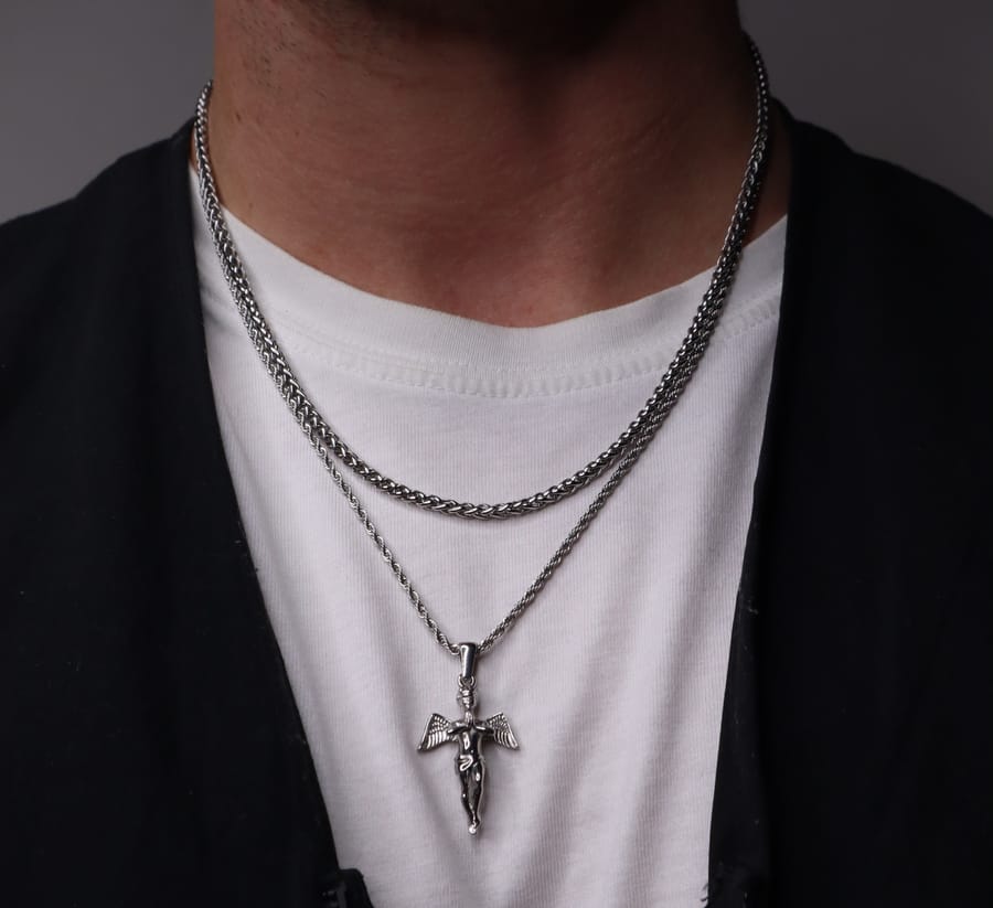 MAKE YOUR OWN SET - PENDANT X CHAIN (SILVER)-Cherub / WHEAT 5MM