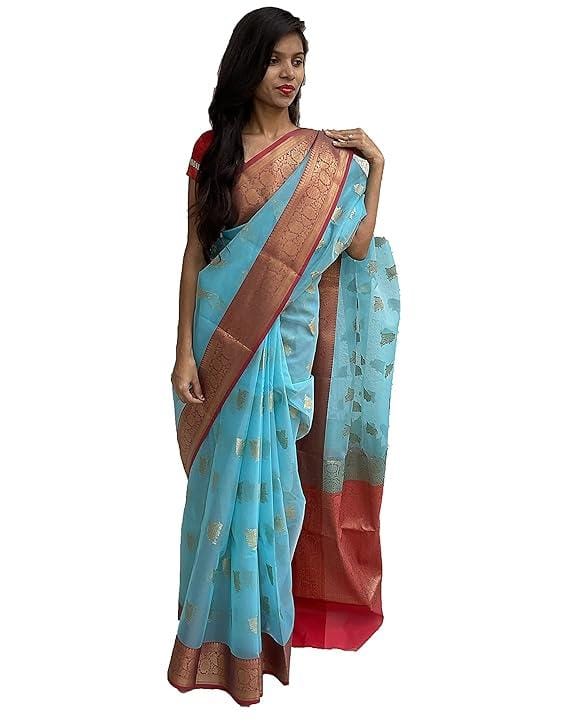 weaver's tale Women's Banarasi Organza Saree