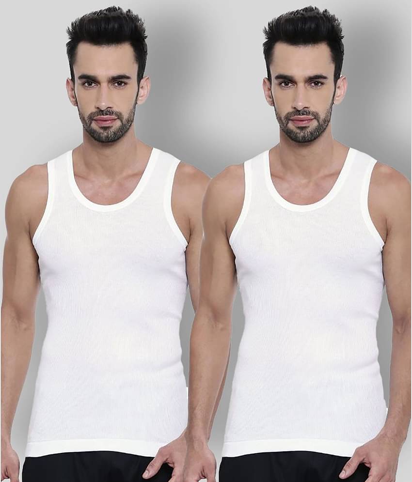 Dixcy Scott - White Cotton Men's Vest ( Pack of 2 )