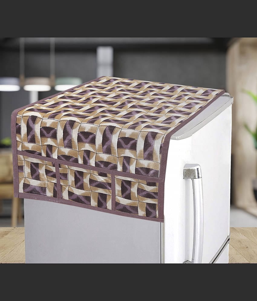 Crosmo Polyester Floral Printed Fridge Mat & Cover ( 64 18 ) Pack of 1 - Multicolor