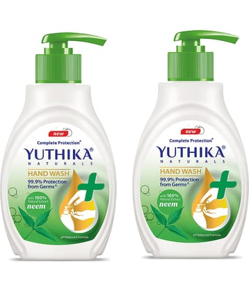Yuthika Neem Handwash Dispenser Bottle 200ml Pack of 2, Liquid Hand Wash, pH Balanced Formula, Complete Germ Protection