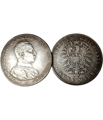 Extremely Rare William II Germany 5 Mark 1913-1914 Modern Coin - Hard to Find