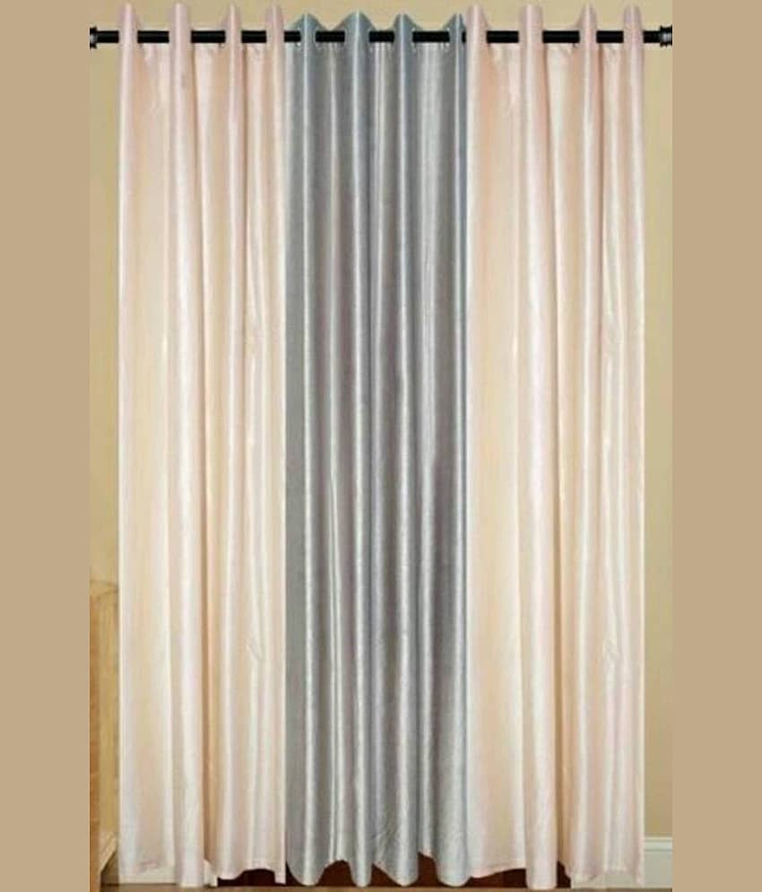 BELLA TRUE Solid SemiTransparent Eyelet Curtain 5 ft ( Pack of 3 )  Multicolor