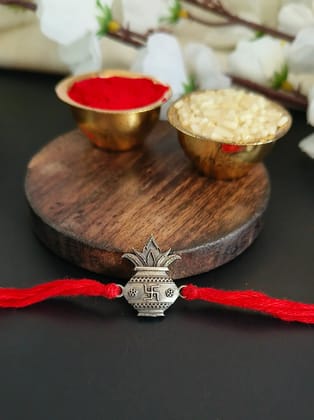 Oxidised Silver Kalash Divine Rakhi | Sarichka Fashion