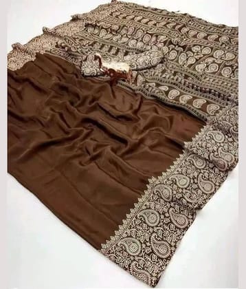 JIHANA FAB Georgette Printed Banarasi saree With Unstitched Blouse Piece ( Multicolor )