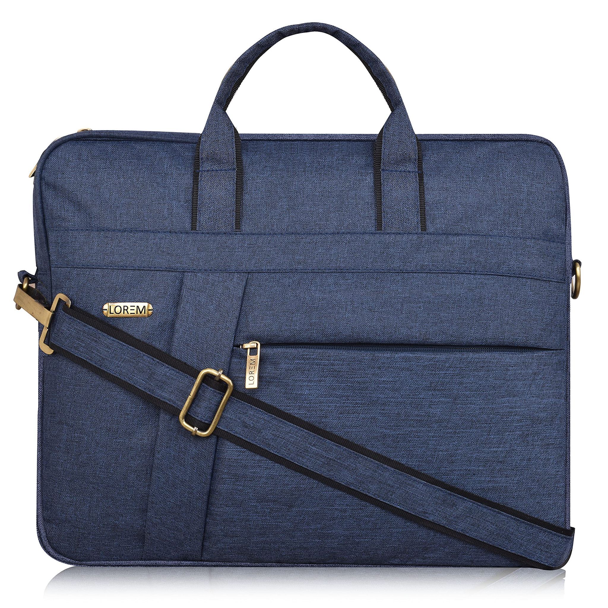 LOREM Blue Color Linen 10L Laptop Messenger Bag For Men & Women BG19