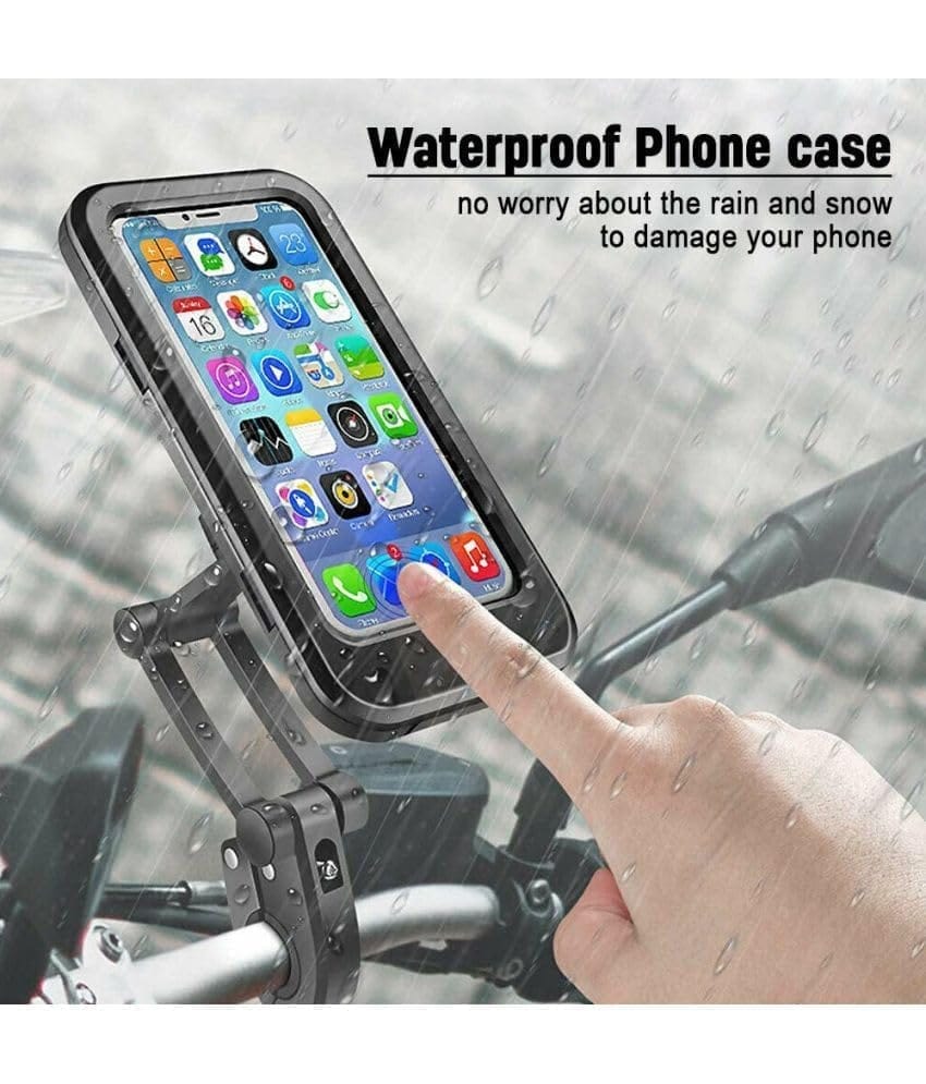 Denzcart Waterproof Bike Mobile Mount for Smartphones - Adjustable Handlebar Holder, 360� Viewing, Touch-Screen Compatible, Durable Plastic, Stylish Black, Universal Fit for All Bikes