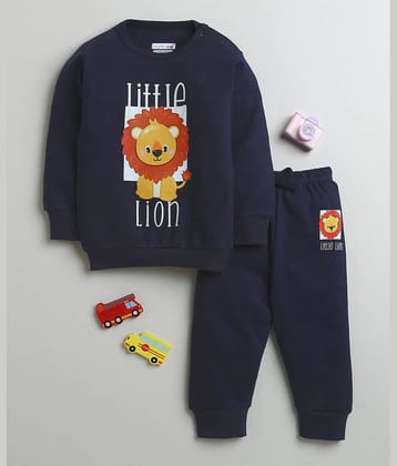 BUMZEE Pack of 1 Baby Boys Cotton Sweatshirt & Jogger Set ( Navy )