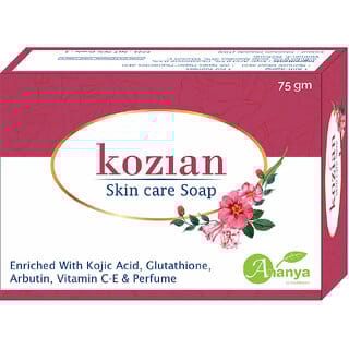 Kozian skin care kojic acid palmitate arbutin vitamin C and vitamin E face body bathing soap 75gm