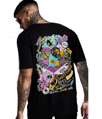 Leotude Pack of 1 Cotton Blend Oversized Fit Men's T-Shirt ( Black )